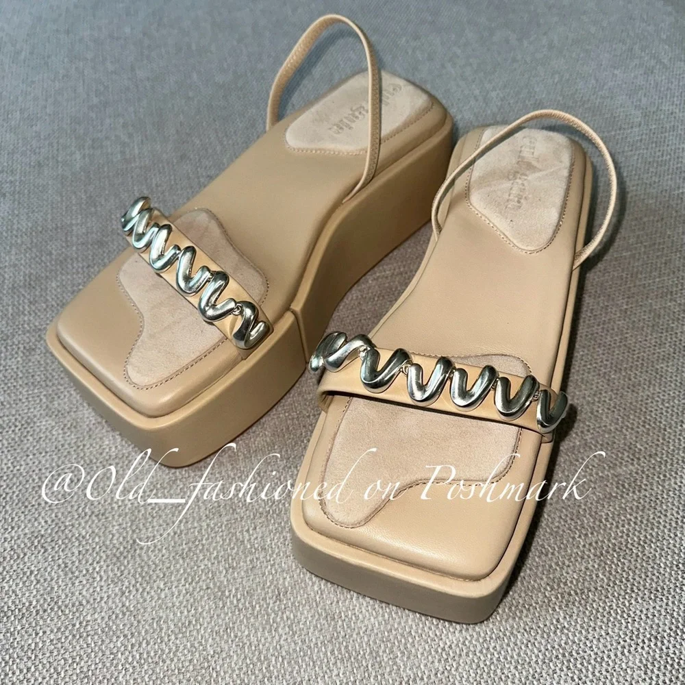 CULT GAIA Leather Onyx Platform Sandals